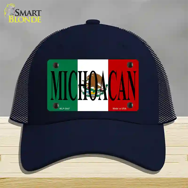 Michoacan Mexico Flag Novelty License Plate Hat Mesh / Navy