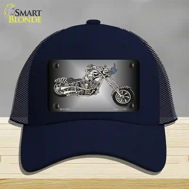 Chopper Skull Novelty License Plate Hat Mesh / Navy