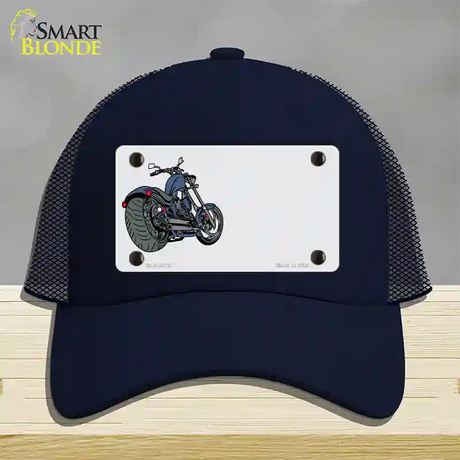 Motorcycle Offset Novelty License Plate Hat Mesh / Navy