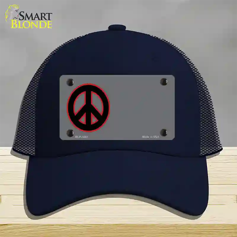 Peace Symbol Offset Novelty License Plate Hat Mesh / Navy