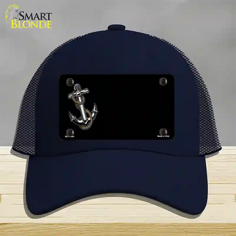 Anchor Offset Novelty License Plate Hat Mesh / Navy