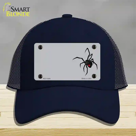 Black Widow Offset Novelty License Plate Hat Mesh / Navy