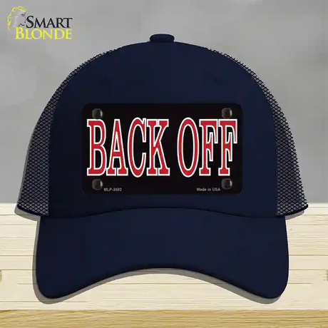 Back Off Black Novelty License Plate Hat Mesh / Navy