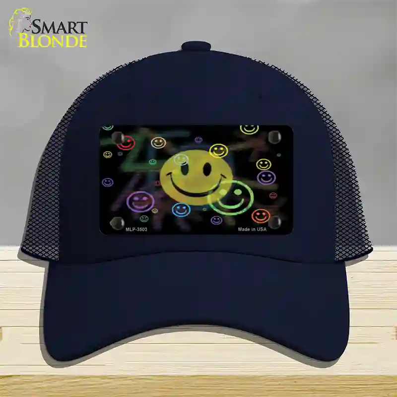 Smiley Novelty License Plate Hat Mesh / Navy