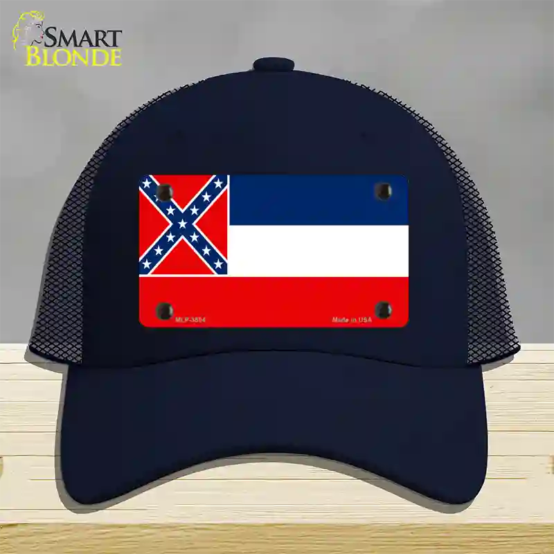 Mississippi Flag Novelty License Plate Hat Mesh / Navy