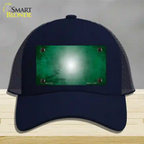 Green White Fade Scratched Novelty License Plate Hat Mesh / Navy