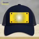 Yellow White Fade Scratched Novelty License Plate Hat Mesh / Navy