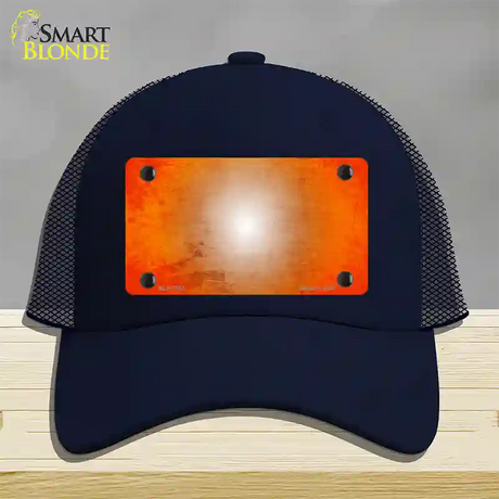 Orange White Fade Scratched Novelty License Plate Hat Mesh / Navy