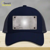 Gray White Fade Scratched Novelty License Plate Hat Mesh / Navy