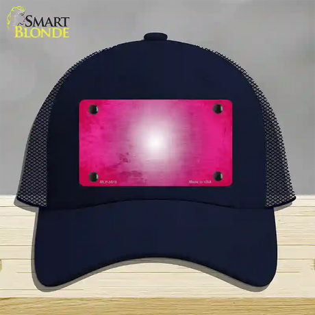 Pink White Fade Scratched Novelty License Plate Hat Mesh / Navy