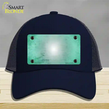 Mint White Fade Scratched Novelty License Plate Hat Mesh / Navy