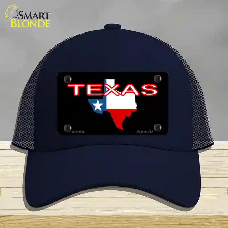 Texas Filled State Flag Novelty License Plate Hat Mesh / Navy