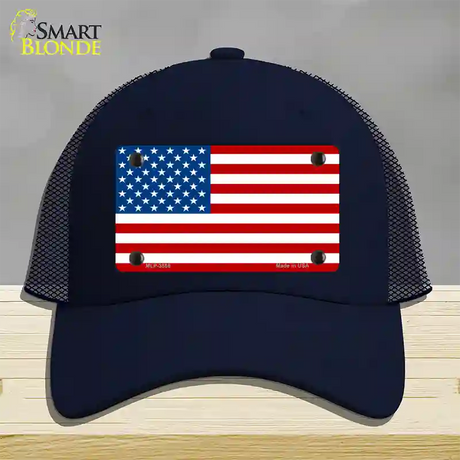 American Flag Novelty License Plate Hat Mesh / Navy