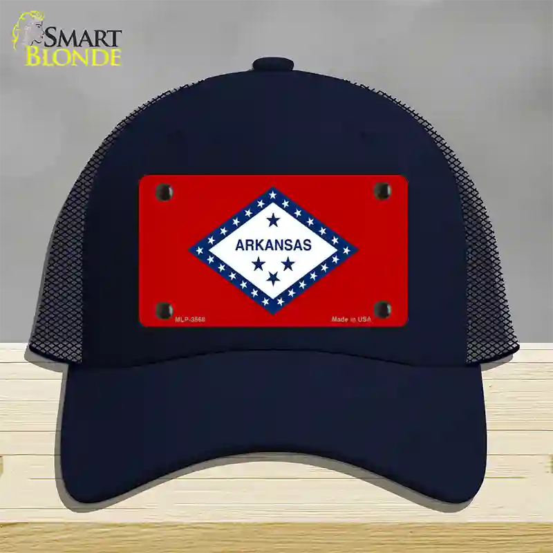 Arkansas State Flag Novelty License Plate Hat Mesh / Navy