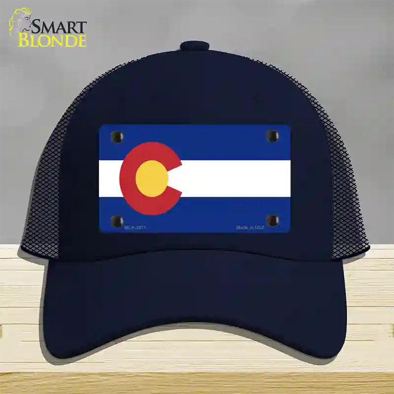 Colorado State Flag Novelty License Plate Hat Mesh / Navy