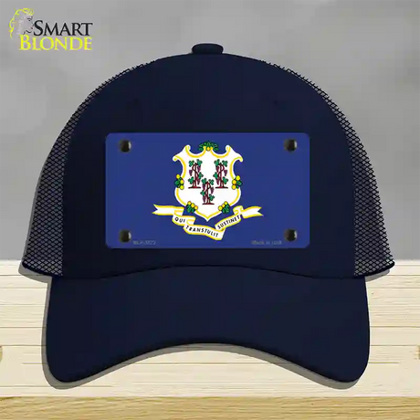 Connecticut State Flag Novelty License Plate Hat Mesh / Navy