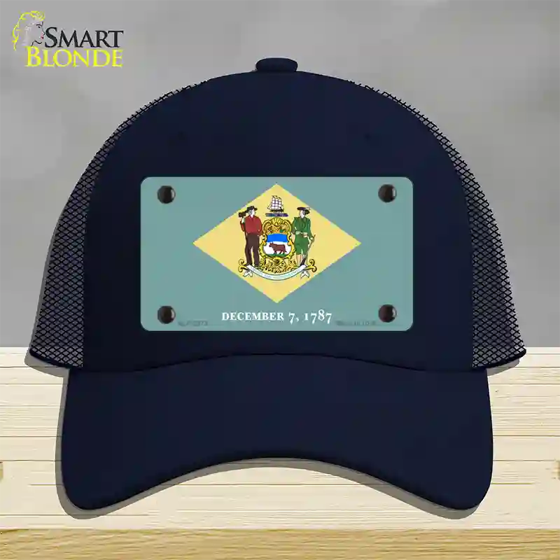 Delaware State Flag Novelty License Plate Hat Mesh / Navy