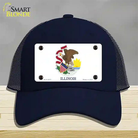 Illinois State Flag Novelty License Plate Hat Mesh / Navy