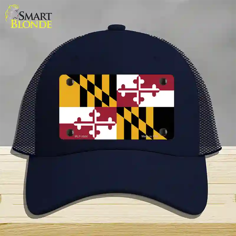 Maryland State Flag Novelty License Plate Hat Mesh / Navy