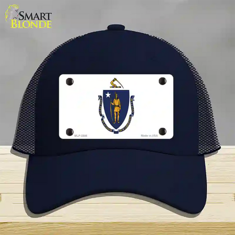 Massachusetts State Flag Novelty License Plate Hat Mesh / Navy