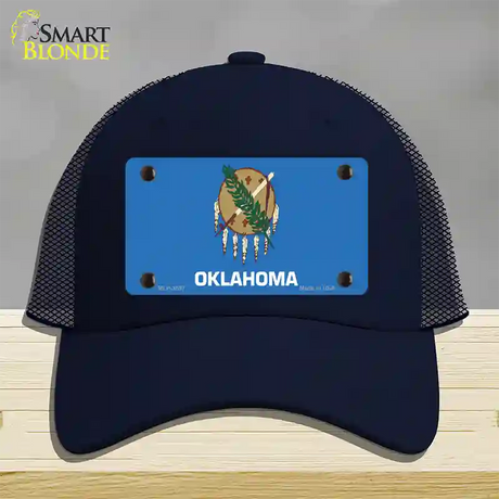 Oklahoma State Flag Novelty License Plate Hat Mesh / Navy