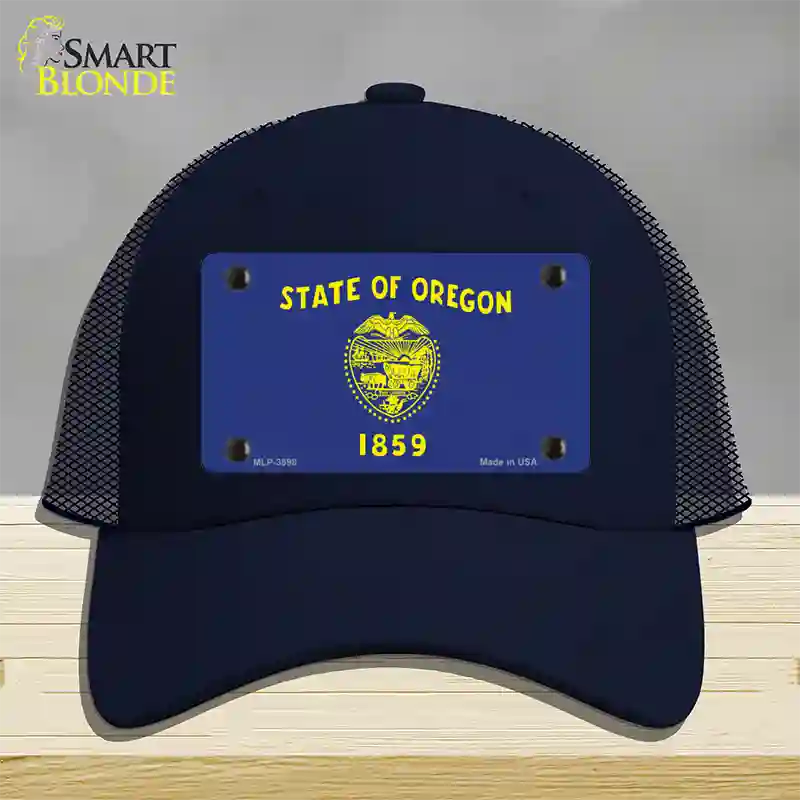 Oregon State Flag Novelty License Plate Hat Mesh / Navy