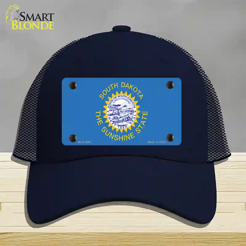 South Dakota State Flag Novelty License Plate Hat Mesh / Navy