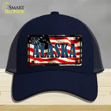 Alaska USA Novelty License Plate Hat Mesh / Navy