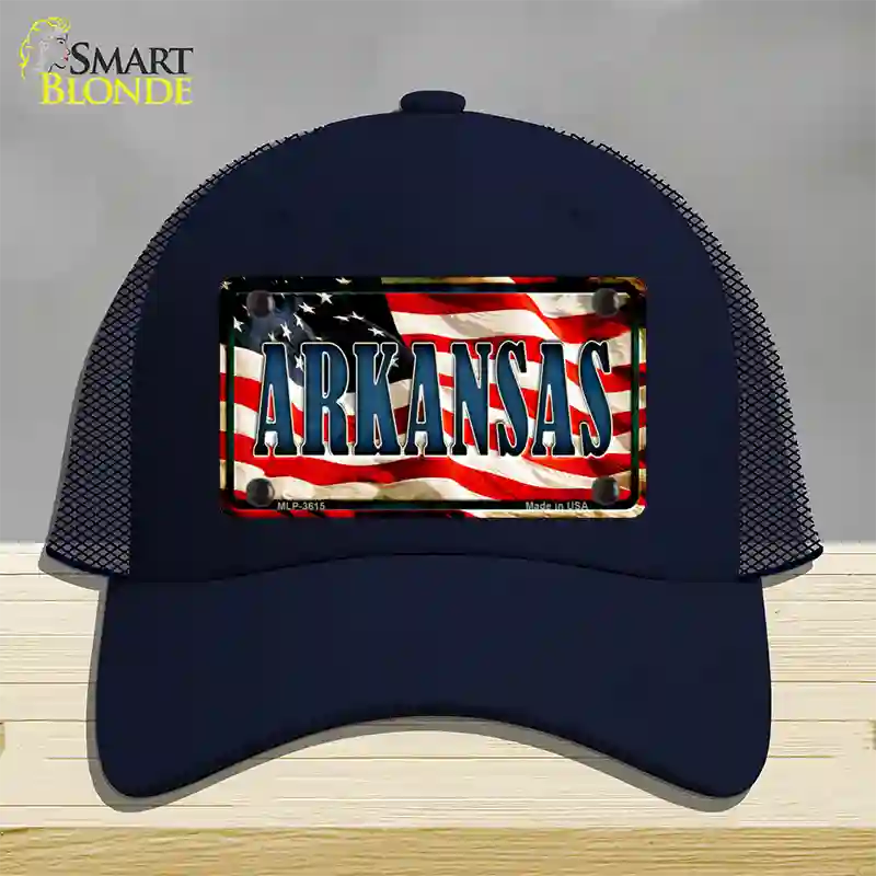 Arkansas USA Novelty License Plate Hat Mesh / Navy