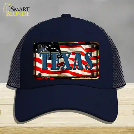 Texas USA Novelty License Plate Hat Mesh / Navy