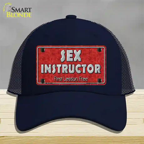 Sex Instructor Novelty License Plate Hat Mesh / Navy