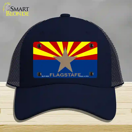 Flagstaff Arizona State Flag Novelty License Plate Hat Mesh / Navy