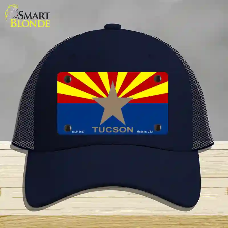 Tucson Arizona State Flag Novelty License Plate Hat Mesh / Navy