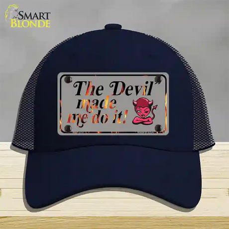 The Devil Made Me Novelty License Plate Hat Mesh / Navy