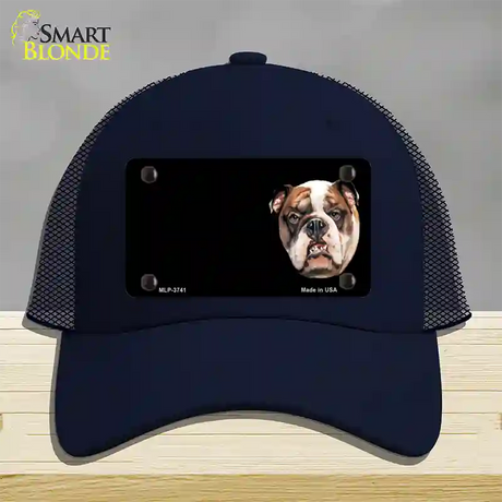 Bull Dog Offset Novelty License Plate Hat Mesh / Navy