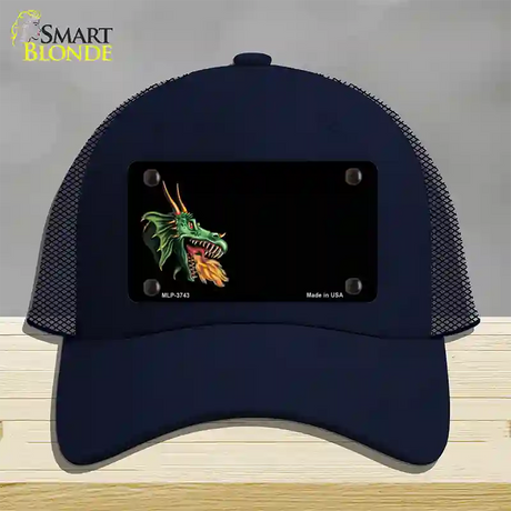 Dragon Offset Customizable Novelty License Plate Hat Mesh / Navy