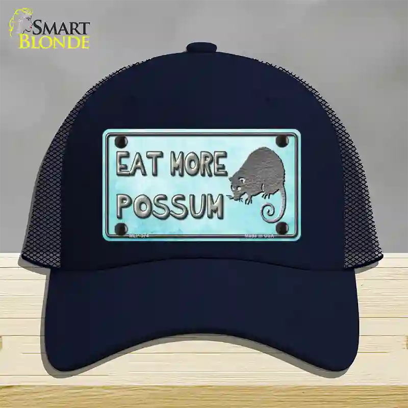 Eat More Possum Novelty License Plate Hat Mesh / Navy