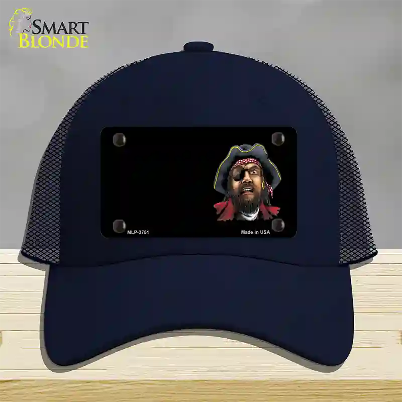 Pirate Offset Novelty License Plate Hat Mesh / Navy