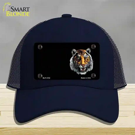 Tiger Offset Novelty License Plate Hat Mesh / Navy