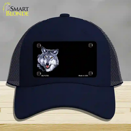 Wolf Offset Novelty License Plate Hat Mesh / Navy