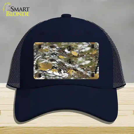 Real Leaf Camouflage Novelty License Plate Hat Mesh / Navy