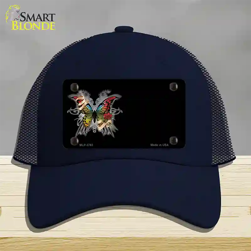 Butterfly Offset Novelty License Plate Hat Mesh / Navy