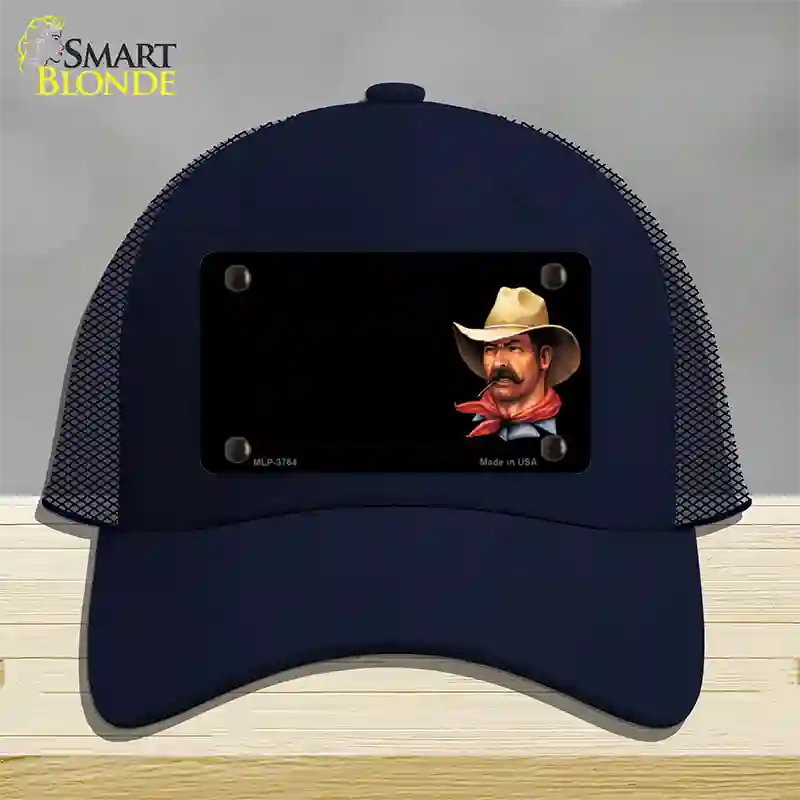 Cowboy Offset Novelty License Plate Hat Mesh / Navy