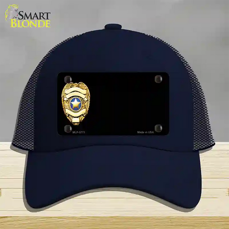 Police Badge Offset Novelty License Plate Hat Mesh / Navy