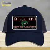 Keep the Fish Novelty License Plate Hat Mesh / Navy