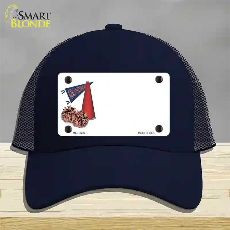 Pom And Cheer Offset Novelty License Plate Hat Mesh / Navy