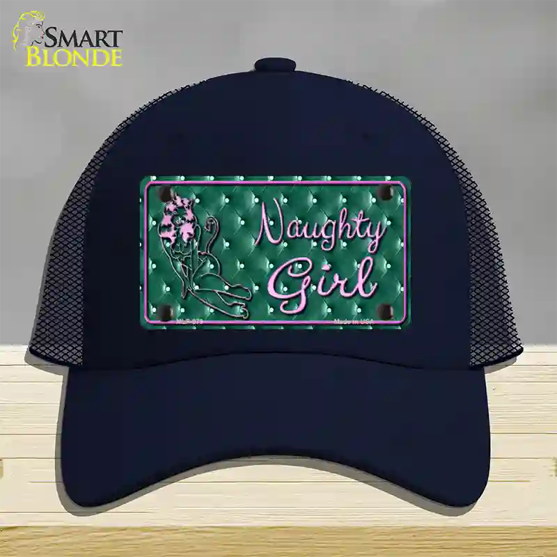 Naughty Girl Novelty License Plate Hat Mesh / Navy