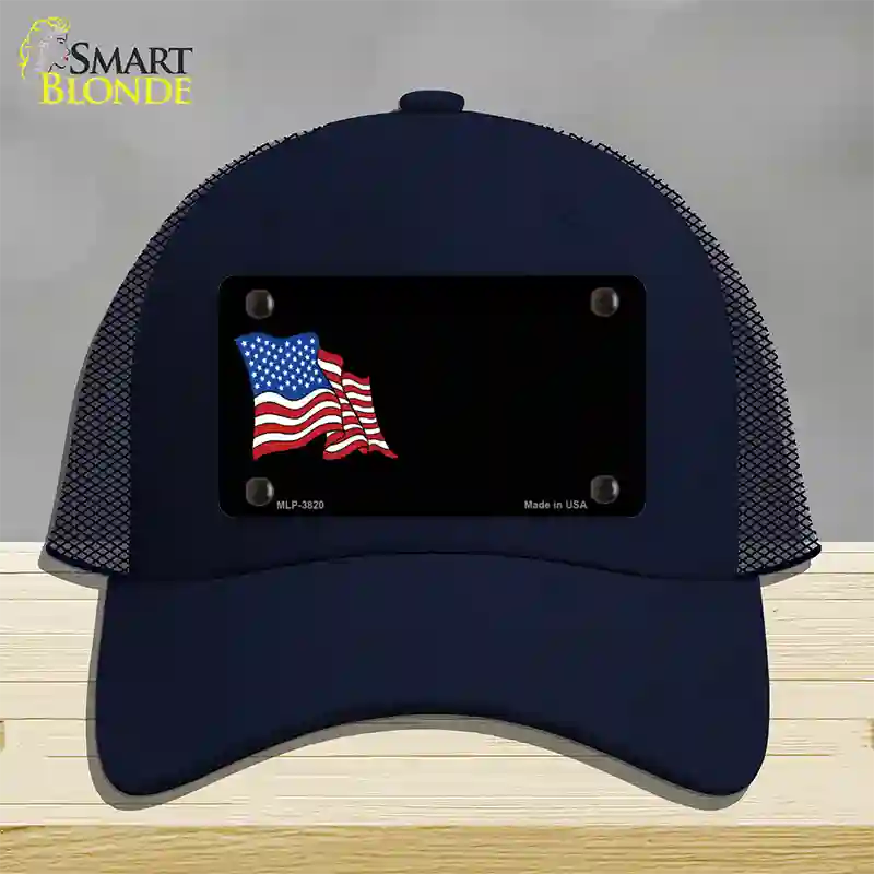 American Flag Offset Novelty License Plate Hat Mesh / Navy