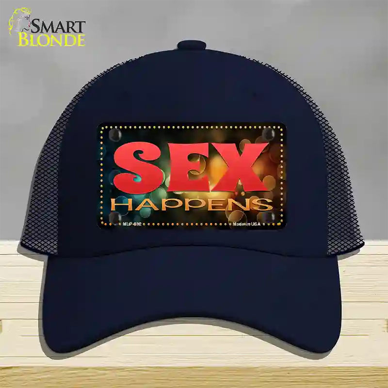 Sex Happens Novelty License Plate Hat Mesh / Navy