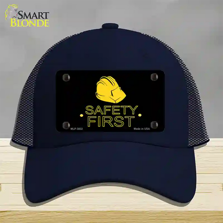 Safety First Novelty License Plate Hat Mesh / Navy